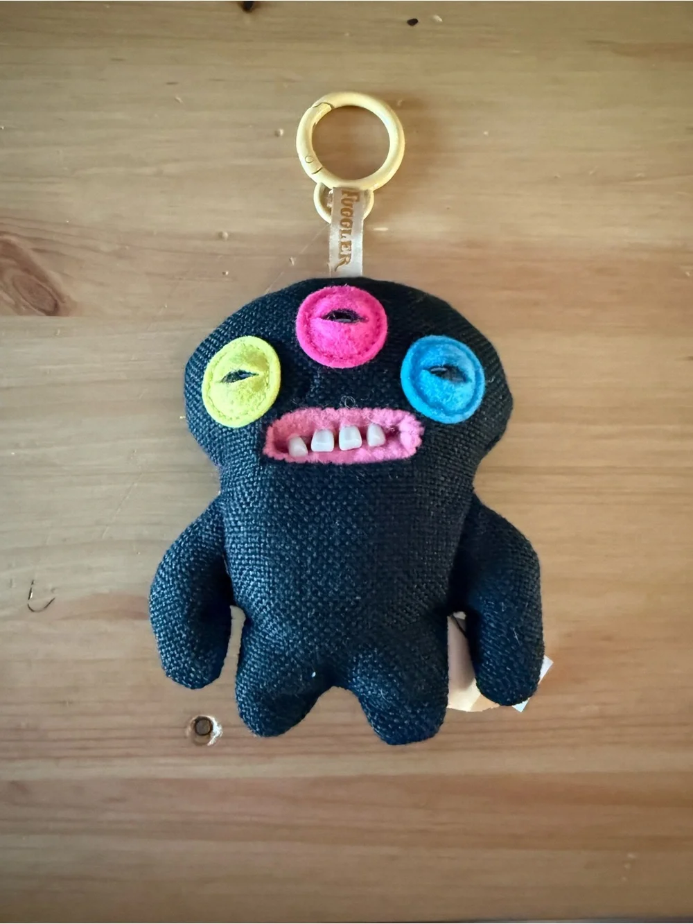 Zuru Fuggler Bag Charm Keychain Plush Black with Colorful Eyes - Like New